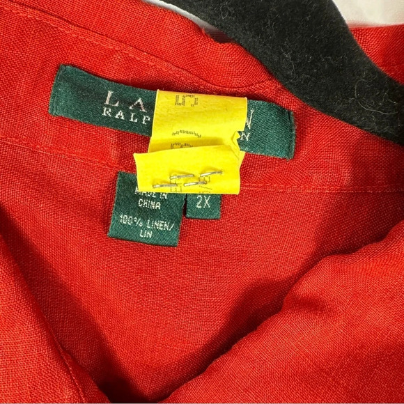 Lauren ralph lauren linen red long sleeve top sz 2X XXL - Picture 3 of 8